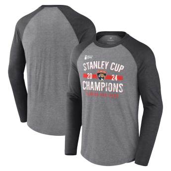 Florida Panthers tricou de bărbați cu mânecă lungă 2024 Stanley Cup Champions Throwback Tri-Blend Raglan Long Sleeve