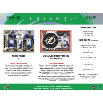 NHL cutii Cărți de hochei NHL 2022-23 Upper Deck Trilogy Hobby Box