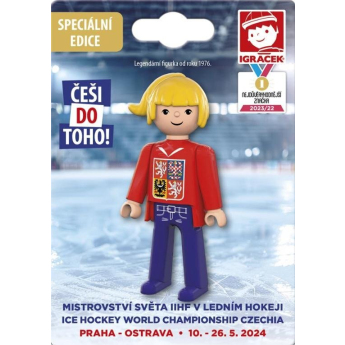 Figurka Igráček Fanynka MS v hokeji 2024 červený dres - figurka