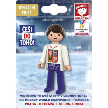 Figurka Igráček Fanoušek MS v hokeji 2024 bílý dres - figurka