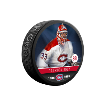 Montreal Canadiens puc souvenir collector hockey puck Patrick Roy #33