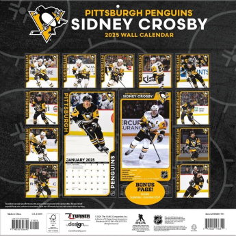 Pittsburgh Penguins calendar Sidney Crosby #87 2025 Wall Calendar