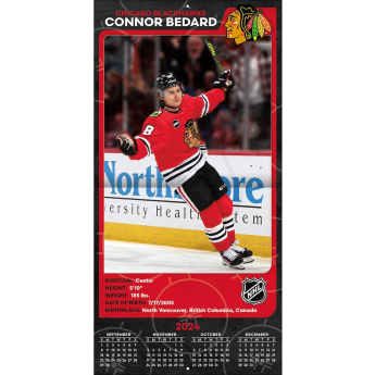 Chicago Blackhawks calendar Connor Bedard 2025 Wall Calendar